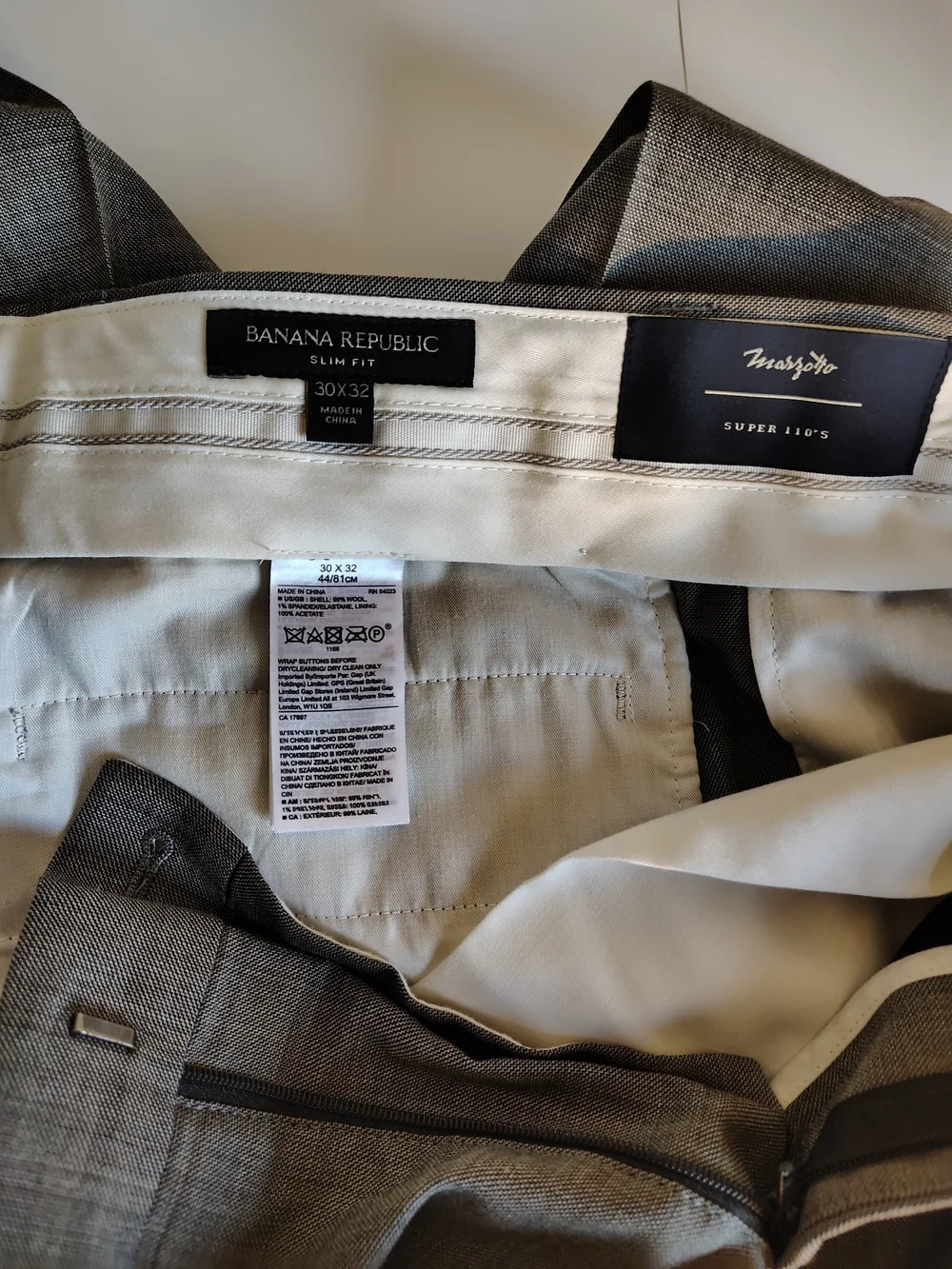 Banana Republic Marzotto Mills Wool Gray/Brownish Mens Slim Fit Pants 30x32